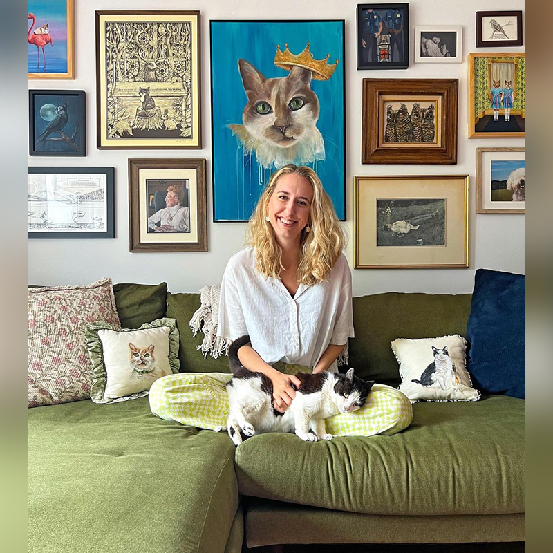 Becca Snyder, Brooklyn, New York, Muse, Feline Muse, Flurff, Fig Newton the cat, rescued cats from streets bring inspiration to their mom, artwork, painting, Random Cats of Kindness