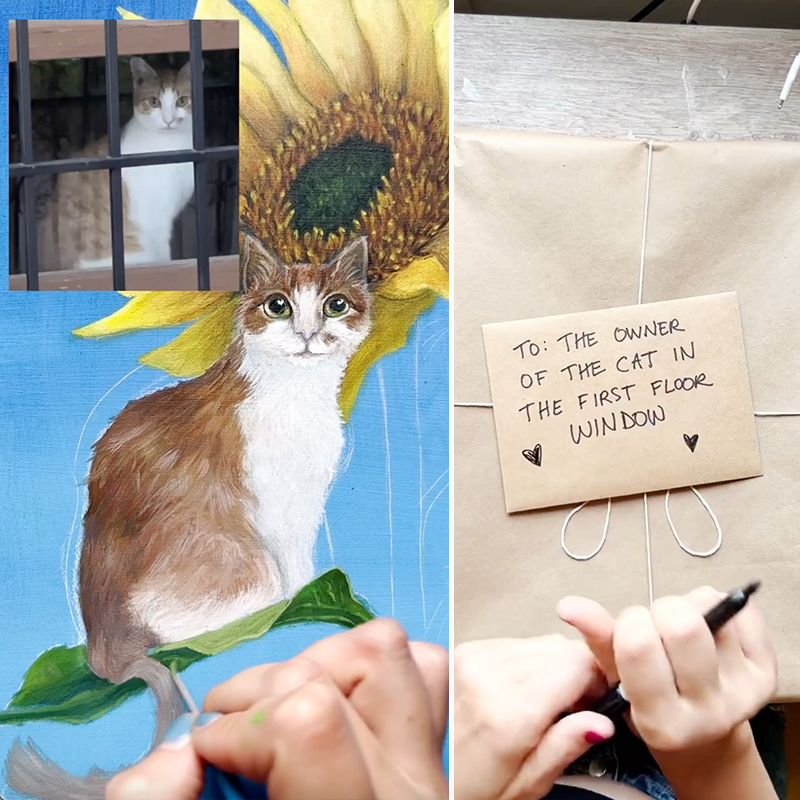 Becca Snyder, Brooklyn, New York, Muse, Feline Muse, Flurff, Fig Newton the cat, rescued cats from streets bring inspiration to their mom, artwork, painting, Random Cats of Kindness, 1