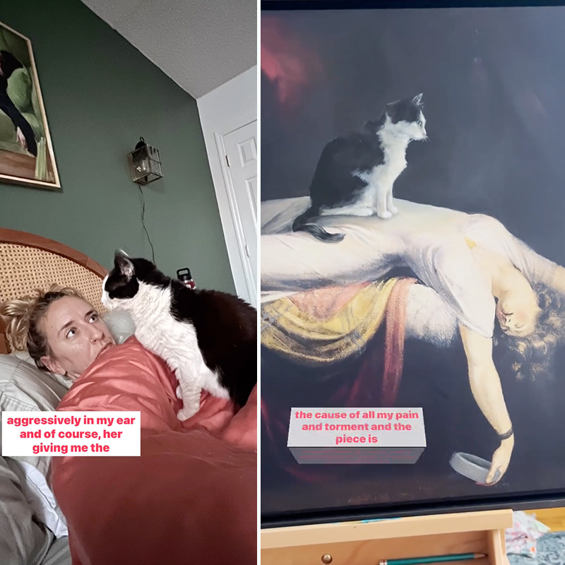 Becca Snyder, Brooklyn, New York, Muse, Feline Muse, Flurff, Fig Newton the cat, rescued cats from streets bring inspiration to their mom, artwork, painting, Random Cats of Kindness, 4