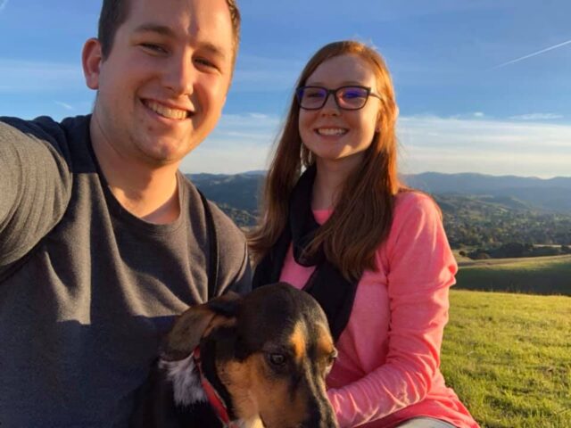 Couple with rescue dog