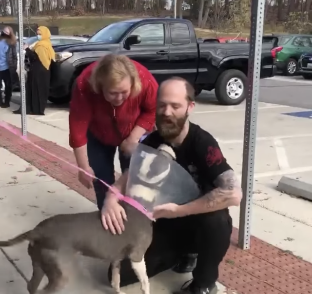 Long lost dog gives kisses