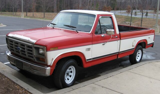 Red pickup truck