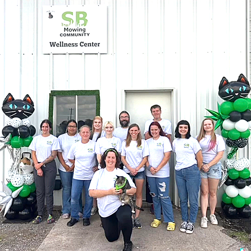 Spencer, Corpus Christi, Texas, Anissa Beal, Edgard and Ivy's Cat Sanctuary, SB Mowing, Esbee the cat, Kansas, Wichita, lawn mower, man mowing lawns for free, cat saved by man mowing lawns from Kansas, new wellness center thanks to donations