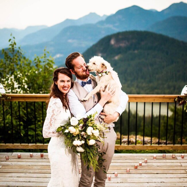 Married family with dog