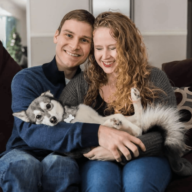 Couple with dog