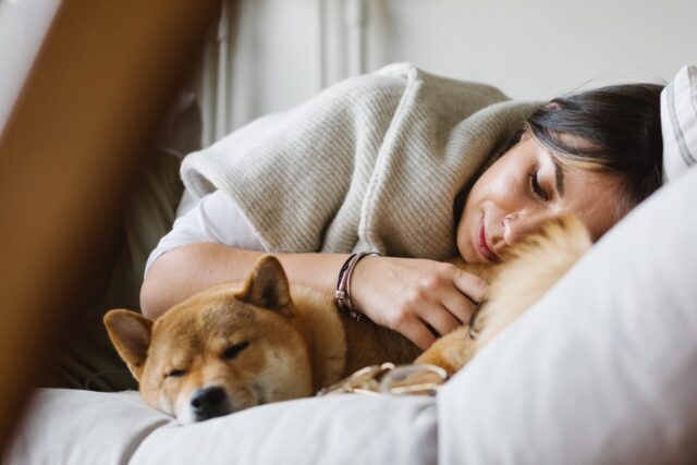 Snuggling with pup