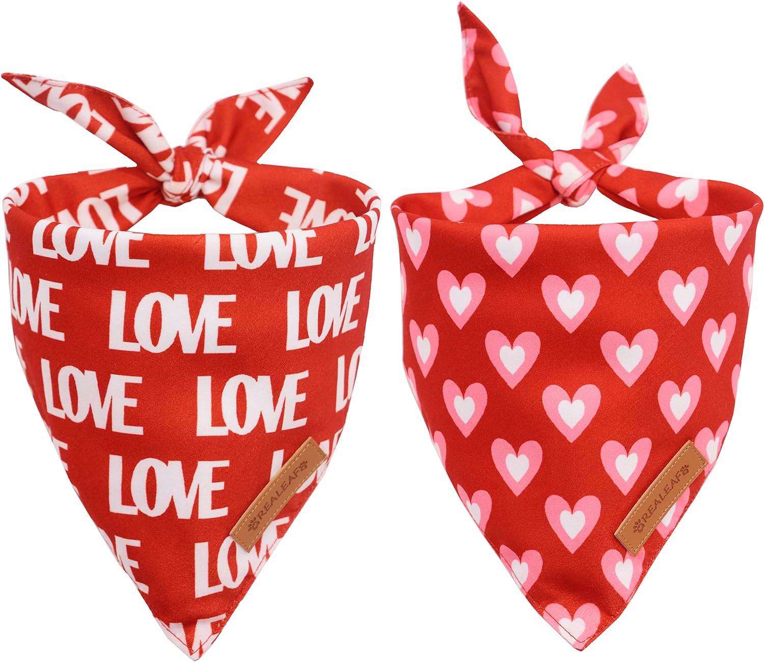 Realeaf Valentine's Day Dog Bandanas 2 Pack